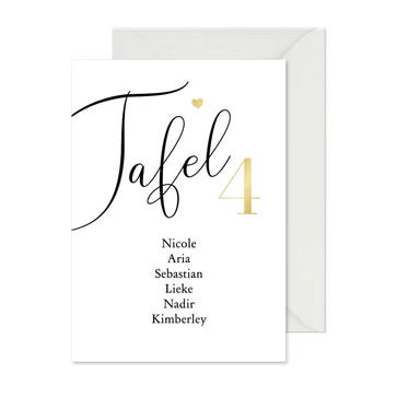 Tafelschikking stijlvol hartje goud minimalistisch